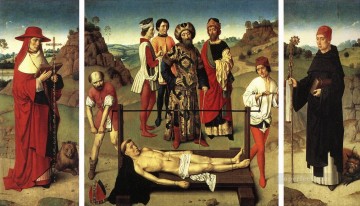  netherlandish oil painting - Martyrdom Of St Erasmus Triptych Netherlandish Dirk Bouts